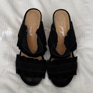 Free People Black Ruffle Mules